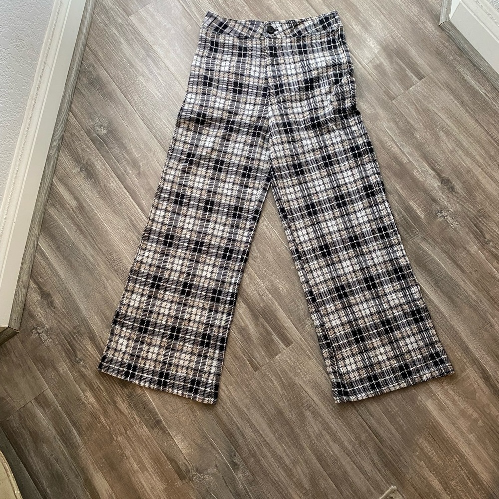 Plaid Wide-Leg Pants